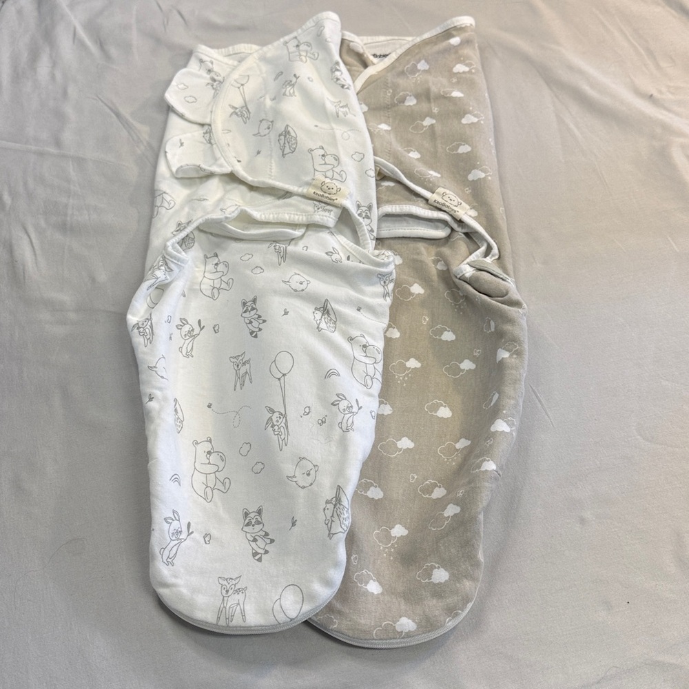 🐥 Keababies - White Baby Swaddles with Animal Print